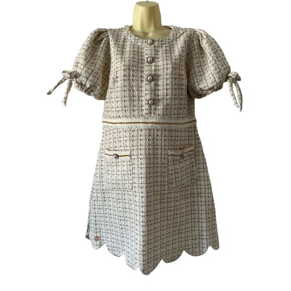 Simply Southern Retro Look Boucle Mini Dress Woman’s Size Medium Pockets - Picture 1 of 14